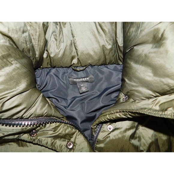 Halogen Womens Hooded Puffer Jacket Olive Size XS - Picture 4 of 9